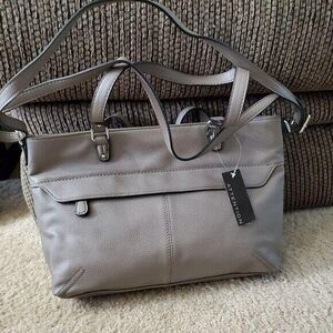 Attention tan handbag